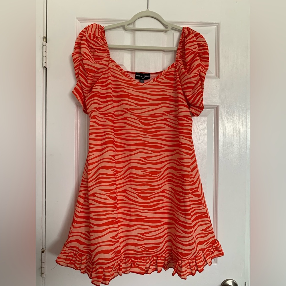 Dolls Kill Orange Zebra Mini Dress UK22